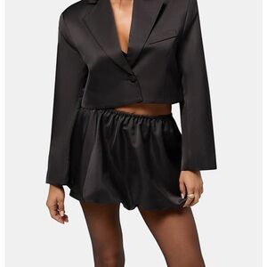 WeWoreWhat Cropped Satin Blazer in Black Sz S NWT